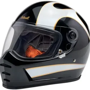 Limited Edition Biltwell Lane Splitter ECE R22.06 Helmet In White Flames - XS (1004-570-501)