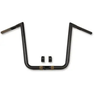 Luxury LA Chopper 1 1/4" Hefty Twin Peaks Gloss Black 10 inch Ape Hanger Handlebars for Harley-Davidson models