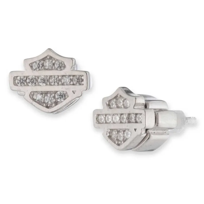 Harley-Davidson "Women's 6mm Bar & Shield Logo Stud Earrings Wholesale