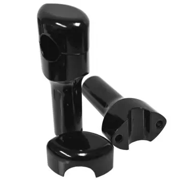 Last Chance Black 4" Rise, 1 1/4" Mount, Smooth LA Chopper Risers for Harley-Davidson