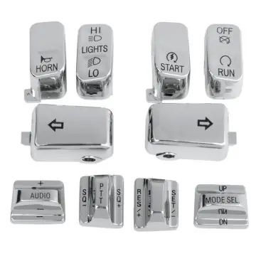 Save Now Chrome 10 Pc Switch Cap Set for 1996-2013 Harley-Davidson Touring models w/Radio & Cruise