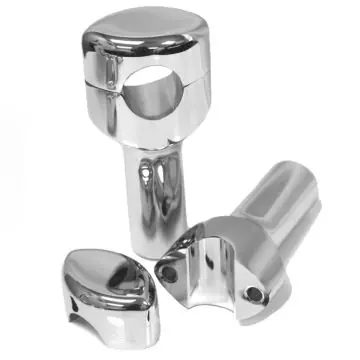 Chrome 4" Rise, 1 1/4" Mount, Smooth LA Chopper Risers for Harley-Davidson Place Order