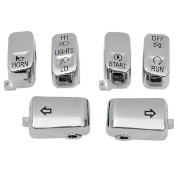 Chrome 6 Pc Switch Cap Set for 1996-2013 Harley-Davidson models without Radio Buy Today