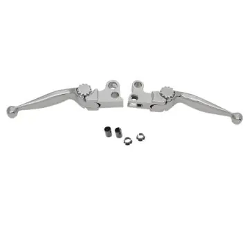 Professional Grade Chrome Smooth Adjustable Lever Set for 2008-2013 Harley-Davidson Touring and 2014-2015 Road King models