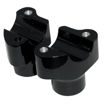 Gloss Black Straight 1.5" Rise, 1 1/4" Thick, 1" Mount Handlebar Risers for Harley-Davidson Handmade