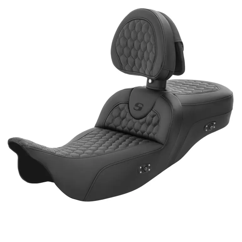 Price Cut 2008-2024* FLHR FLHT FLHX & FLTR Extended Reach Heated Roadsofa™ HC Seat w/Drivers Backrest Black