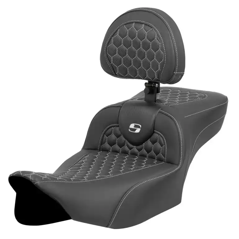 High Quality 2024-25 Road Glide / Street Glide | 2023-25 CVO Road Glide / Street Glide RoadSofa™ HC White Ext Reach with Driver's Backrest