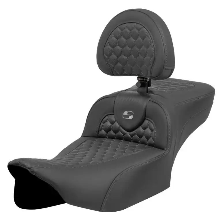 Free Shipping 2024-25 Road Glide / Street Glide | 2023-25 CVO Road Glide / Street Glide RoadSofa™ HC Ext Reach w/ Driver's Backrest Dark Grey Stitch