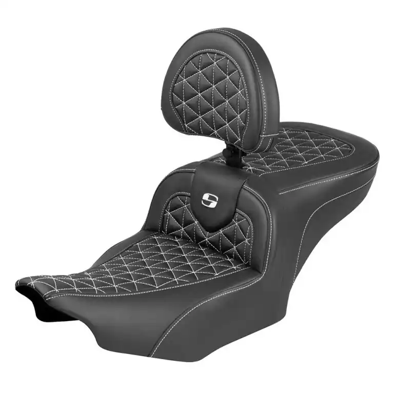 Last Chance 2024-25 Road Glide / Street Glide | 2023-25 CVO Road Glide / Street Glide RoadSofa Tri-Gripper Seat w/Driver's Backrest White