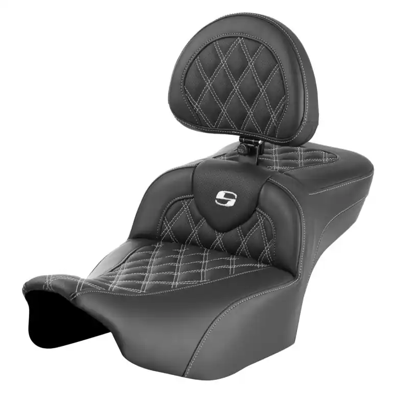 Hot Deal 2024-25 Road Glide / Street Glide | 2023-25 CVO Road Glide / Street Glide RoadSofa LS Ext Reach w/Backrest All White Stitching