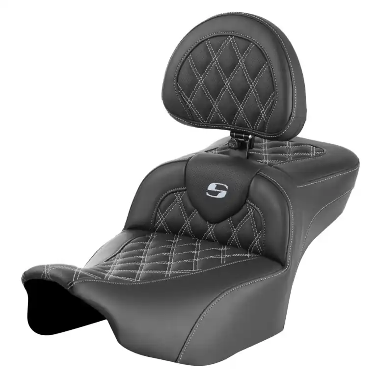 Money Back Guarantee 2024-25 Road Glide / Street Glide | 2023-25 CVO Road Glide / Street Glide RoadSofa LS Ext Reach w/Backrest All Silver Stitching