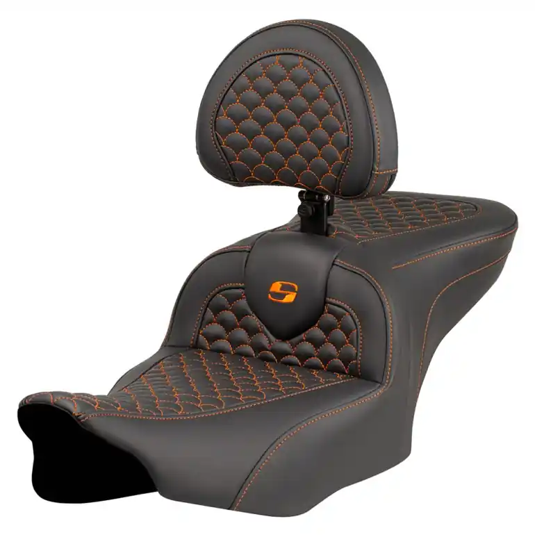 2024-25 Road Glide / Street Glide | 2023-25 CVO Road Glide / Street Glide RoadSofa DS w/Drivers Backrest Orange Stitch Best Choice