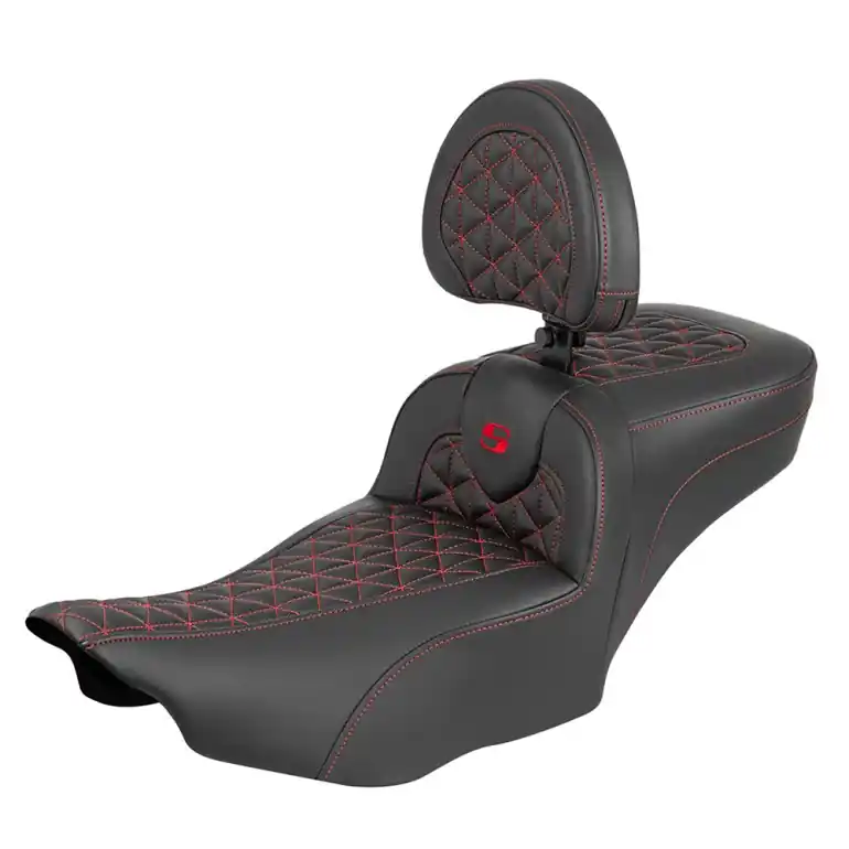 Order Now 2024-25 Road Glide / Street Glide | 2023-25 CVO Road Glide / Street Glide Ext. Reach RoadSofa Tri-Gripper Seat w/Driver's Backrest Red