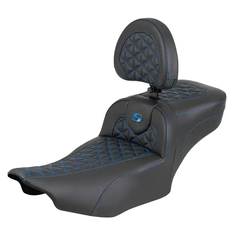 Save Now 2024-25 Road Glide / Street Glide | 2023-25 CVO Road Glide / Street Glide Ext. Reach RoadSofa Tri-Gripper Seat w/Driver's Backrest Blue