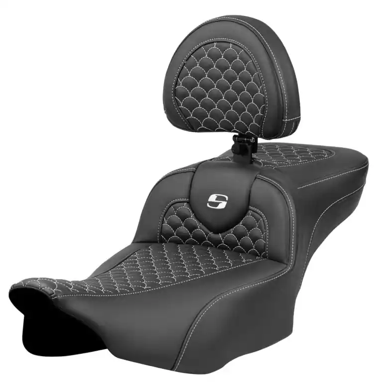 Viral 2024-25 Road Glide / Street Glide | 2023-25 CVO Road Glide / Street Glide Ext. Reach RoadSofa DS w/Drivers Backrest White Stitch