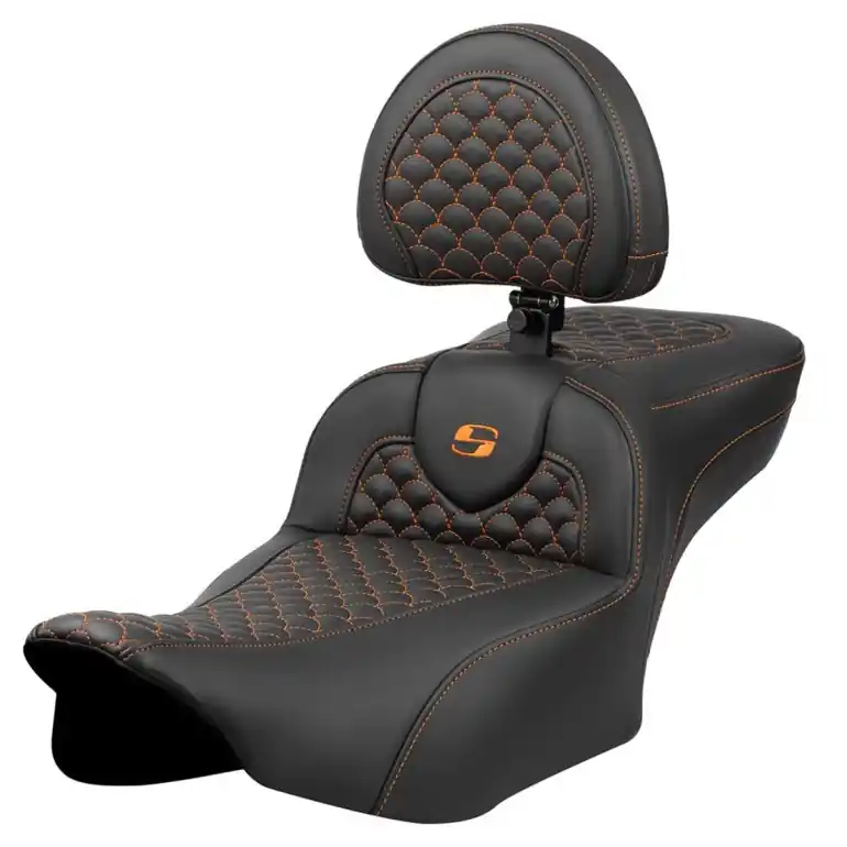 2024-25 Road Glide / Street Glide | 2023-25 CVO Road Glide / Street Glide Ext. Reach RoadSofa DS w/Drivers Backrest Orange Stitch Original