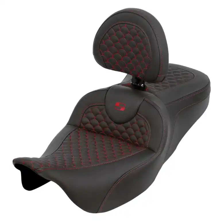 Best Price 2008-2024* FLHR FLHT FLHX & FLTR Roadsofa™ DS Seat w/Drivers Backrest Red Stitching