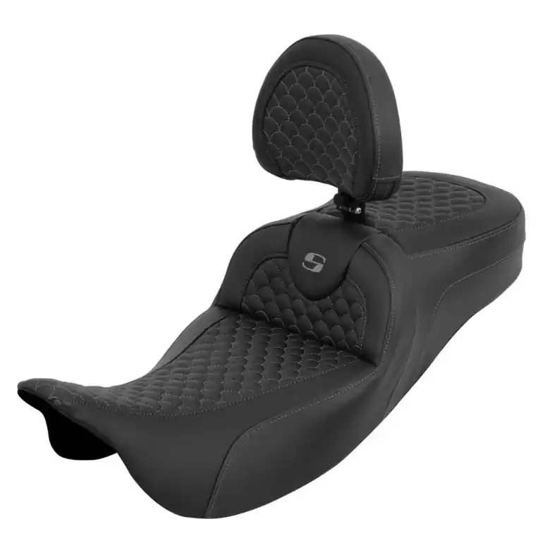 2008-2024* FLHR FLHT FLHX & FLTR Roadsofa™ DS Ext. Reach Seat w/ Driver's Backrest Gray Stitching Discount