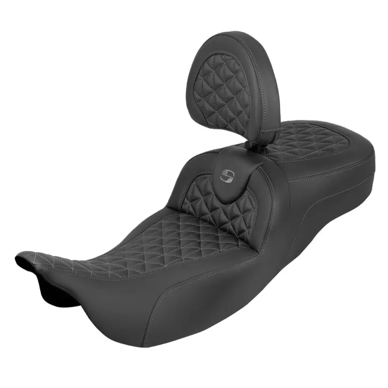 2008-2024* FLHR FLHT FLHX & FLTR Ext. Reach Roadsofa™ Tri-Gripper Seat w/Drivers Backrest Gray Stitching Today Only
