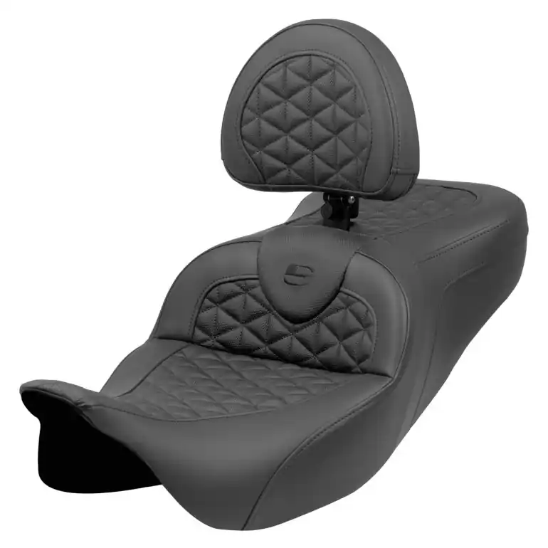 Hassle-Free Returns 2008-2024* FLHR FLHT FLHX & FLTR Std. Reach Roadsofa™ Tri-Gripper Seat w/Drivers Backrest