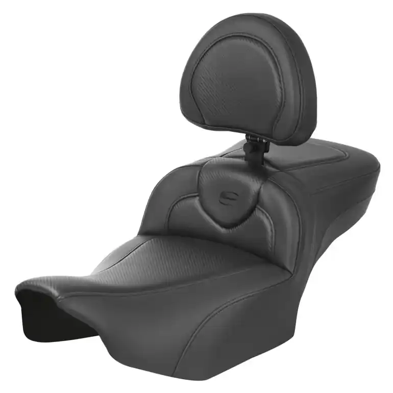 2024-25 Road Glide / Street Glide | 2023-25 CVO Road Glide / Street Glide RoadSofa CF Ext Reach w/Backrest All Black Stitching Handmade