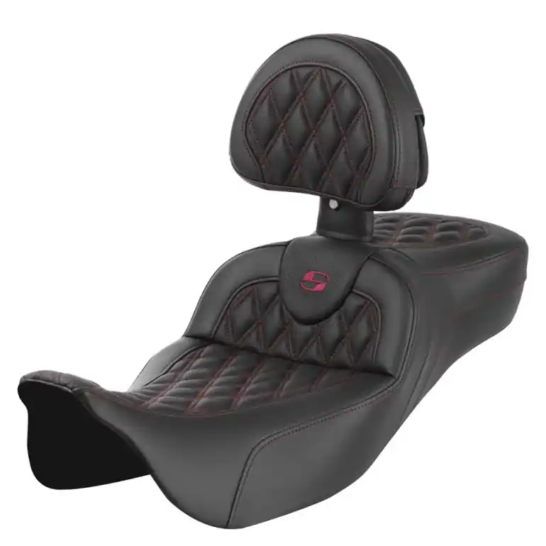 2008-2024* FLHR FLHT FLHX & FLTR Extended Reach Roadsofa™ LS Seat w/ Driver's Backrest All Wineberry  Stitch New Arrival