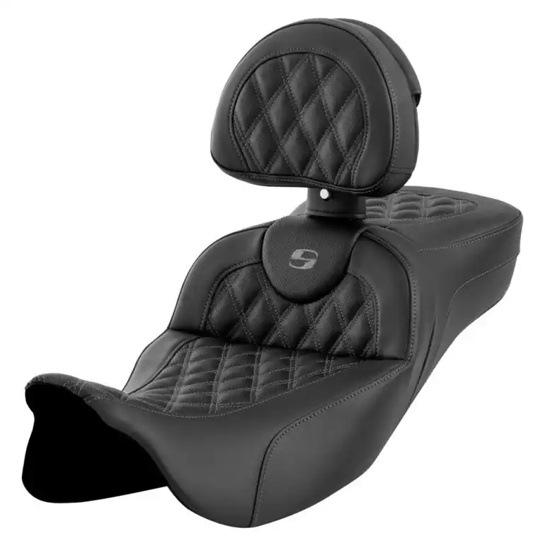 2008-2024* FLHR FLHT FLHX & FLTR Extended Reach Roadsofa™ LS Seat w/ Driver's Backrest All Gray Stitch Grab Now
