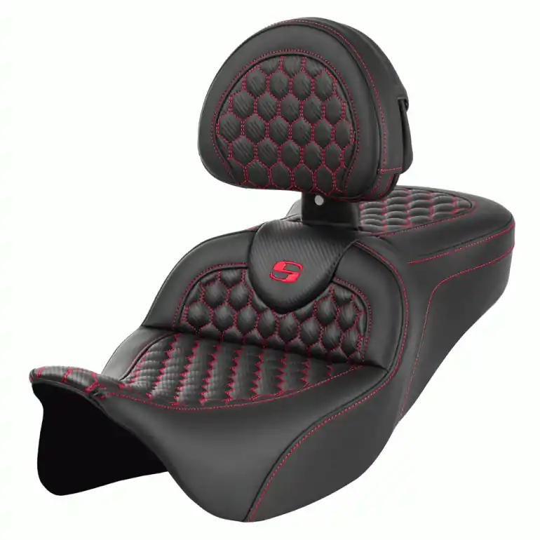Reduced Price 2008-2024* FLHR FLHT FLHX & FLTR  RoadSofa™ HC w/Drivers Backrest Red Stitching