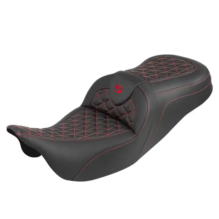Weekend Sale 2008-2024* FLHR FLHT FLHX & FLTR Standard Reach Roadsofa™ Tri-Gripper Seat Red Stitching