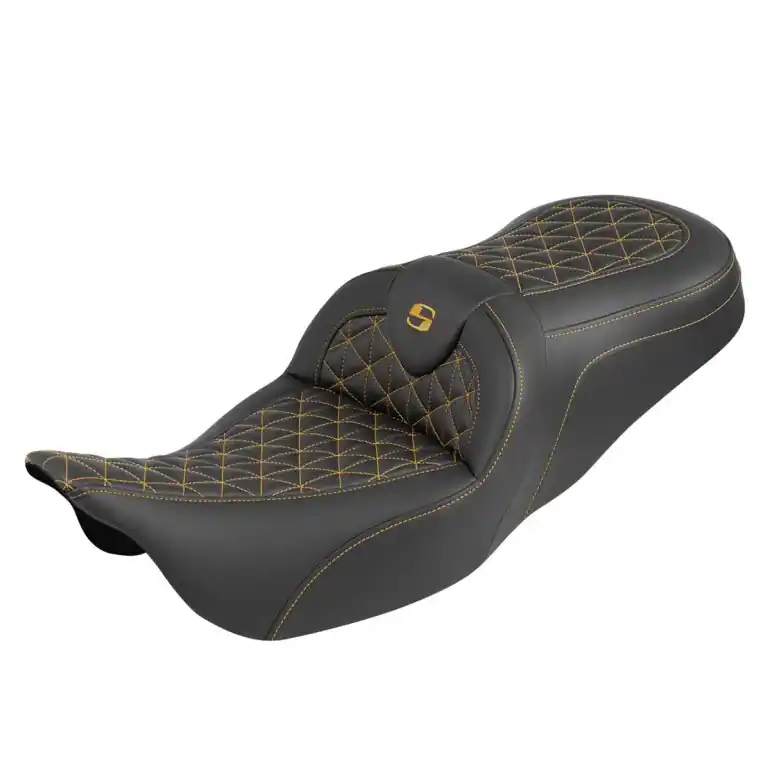 2008-2024* FLHR FLHT FLHX & FLTR Standard Reach Roadsofa™ Tri-Gripper Seat Gold Stitching Save Now