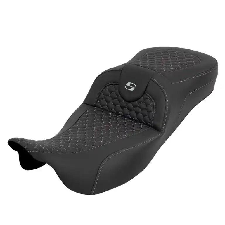 2008-2024* FLHR FLHT FLHX & FLTR Roadsofa™ DS Extended Reach Seat Silver Stitching Budget