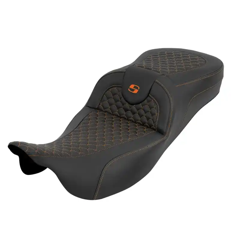 Limited Edition 2008-2024* FLHR FLHT FLHX & FLTR Roadsofa™ DS Extended Reach Seat Orange Stitching