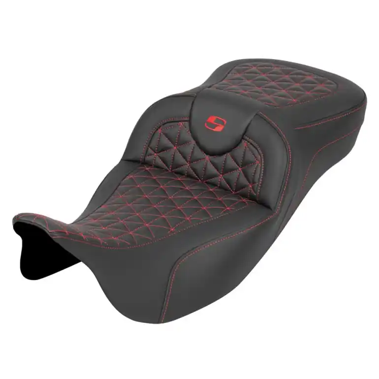 2008-2024* FLHR FLHT FLHX & FLTR Extended Reach Roadsofa™ Tri-Gripper Seat Red Stitching Brand New