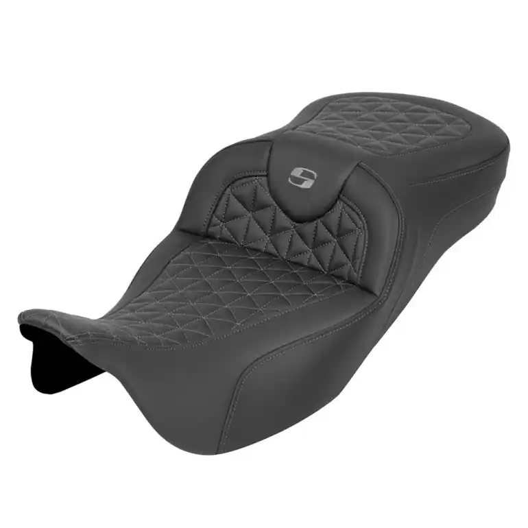 Direct From Factory 2008-2024* FLHR FLHT FLHX & FLTR Extended Reach Roadsofa™ Tri-Gripper Seat Gray Stitching