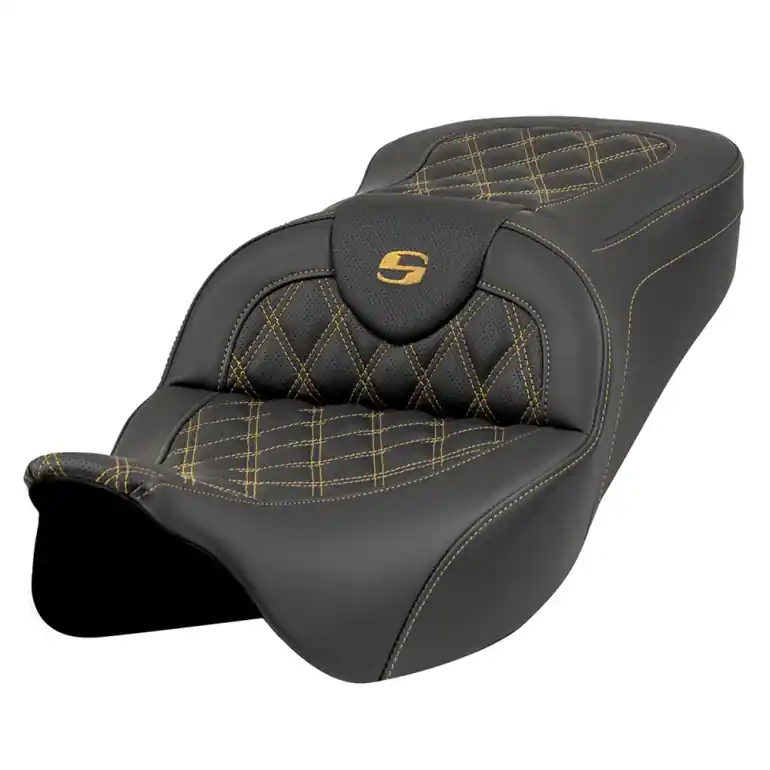 2008-2024* FLHR FLHT FLHX & FLTR Roadsofa™ LS Seat All Gold Stitch Top Rated
