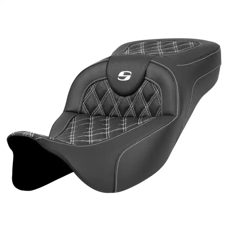 Clearance 2008-2024* FLHR FLHT FLHX & FLTR Extended Reach Roadsofa™ LS Seat White Stitch