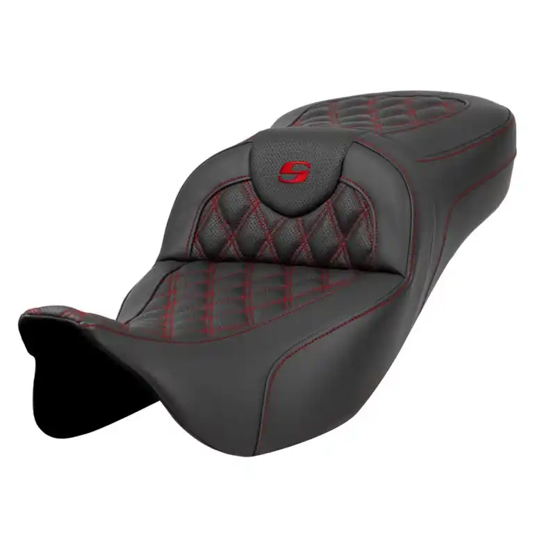 2008-2024* FLHR FLHT FLHX & FLTR Extended Reach Roadsofa™ LS Seat Red Stitch New Arrival
