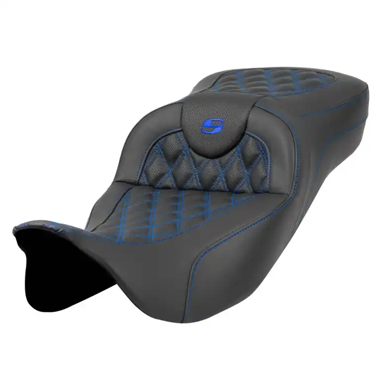 2008-2024* FLHR FLHT FLHX & FLTR Extended Reach Roadsofa™ LS Seat All Blue Stitch Price Drop