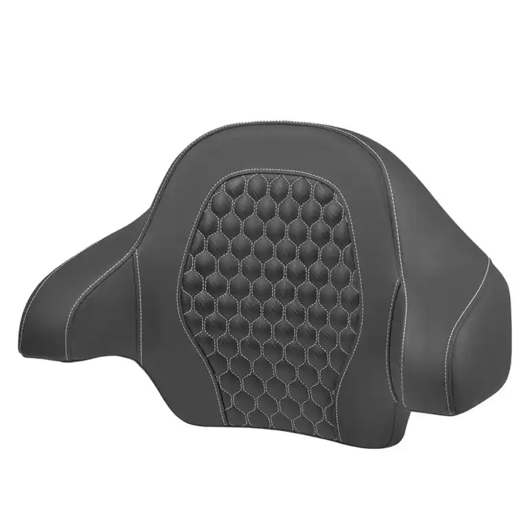 New Arrival 2014-2025 FLHR FLHT FLHX & FLTR Tour Pack Honeycomb Backrest Pad White Stitching